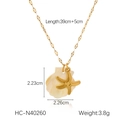 Dimensiones detalladas del collar con colgante de estrella de mar y concha en oro de 18K - Estilo Estrella de Mar (HC-N40260)