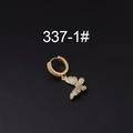Orecchino singolo a farfalla in oro 18K con micro-pavé di zirconi e design minimalista - Stile Farfalla (337-1#)