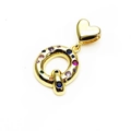 Gold plated letter Q pendant with colorful zircon stones and heart-shaped bail - Pendant Only / Letter Q
