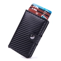 Modern carbon fiber wallet with aluminum credit card holder and metal snap closure - Carbon Fiber Black