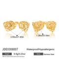 Detail of 18K gold lace bow earrings with dimensions and waterproof features - Lava Hollow Bow Style (JDE0308007)