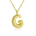 Pendentif lettre G dorée 3D bombée sur une fine chaîne perlée élégante - Lettre G