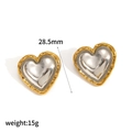 Two-tone heart-shaped stainless steel earrings with hammer texture and 28.5mm width - Mixed Color Hammered Heart Style (TE60424-M)