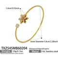 Dettaglio del bracciale a fiore in acciaio inossidabile con misure e specifiche tecniche - TXZ545-Braccialetto A Fiore A Doppio Strato Dorato