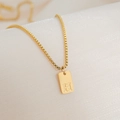 Collier en acier inoxydable plaqué or avec pendentif rectangulaire et lettre H - Lettre H