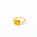 Minimalist gold metal ring with yellow enamel smiley face pattern for fashion accessory - One Size US 7 / Gold Yellow Smile Face