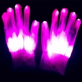 Detail of LED glowing gloves showing pink and purple lights in a dark environment - Pink Light (1 Piece)