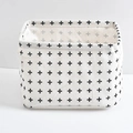 Collapsible cotton linen storage basket with black plus sign pattern and handles - Cross