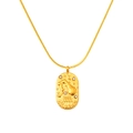 Gold Aquarius zodiac oval pendant necklace with white crystals on a snake chain - Aquarius (SP600G-11)