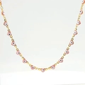 Golden 18K stainless steel necklace featuring pink heart-shaped evil eye pendants - Heart Evil Eye Necklace Pink