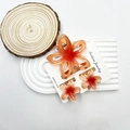 Plumeria hair claw set in orange gradient with marble finish on display card - Hollow Plumeria Red Set (With Card)