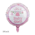 Pink 18 inch round baby shower foil balloon featuring It's a Baby Girl text - 18 Inch Pink Baby Girl Round