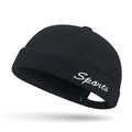 Gorro Miki retro de algodón negro con bordado Sports y hebilla de metal ajustable - Negro