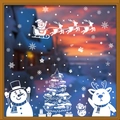 Weiße Weihnachtsfensterbilder mit Weihnachtsmann, Schneemann und Rentier für festliche Deko - 4er Set / XC26+27+30+32