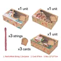 Christmas kraft window cookie boxes set with snowman ginger man and Santa illustrations - Gingerbread Box 3 Pcs/Pack