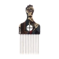 Hair styling pick comb with metal teeth and portrait pattern plastic handle - K3 / Retro Man Portrait