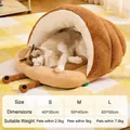 Cama para mascotas forma de caracol marrón con tabla de tallas para gatos y perros mini - S / Marrón