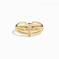 Elegante anello in argento S925 dorato a tre strati con croce e zirconi brillanti - Aperto Regolabile / Oro