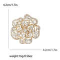 Spilla rosa dorata scintillante con strass misura 4,2cm e peso 16g - Bianco