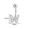 Piercing per ombelico a farfalla d'argento con zirconi cubici e misure dettagliate - Stile Farfalla (0168-1#) / Argento