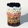 Set of 8 premium satin silk scrunchies in neutral gradient colors for women - Morandi Color Series