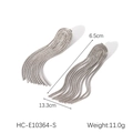 Silver long chain tassel earrings showing detailed dimensions and 11.0g weight data - Silver Long Tassel (HC-E10364-S) / Silver