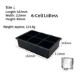 Black 6-grid skull silicone ice cube mold 162x113x48mm for whiskey and Halloween - 6-Grid Square (No Lid) / Black