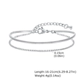 Detail view of double-layer silver snake chain with 0.15cm width and 16-21cm length - Silver