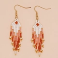 Orecchini bohémien con perline sfumate nei colori bianco, rosa corallo e rosso scuro - Bianco Arancione Rosso Scuro