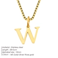 Elegant 14K gold plated stainless steel box chain necklace with 10mm letter W pendant - Letter W / Gold