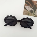 Kids black flower-shaped sunglasses with retro oval lenses and wavy petal frames - Black