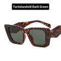 Retro oversized square cat-eye sunglasses with leopard print frames and dark green lenses - Leopard Print / Dark Green Lenses