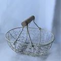Cesto portafrutta in ferro bianco crema con manico in legno in stile giapponese moderno - Tipo B Onda Bianco Riso + Manico in Legno Naturale