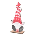 Gnome de Noël en bois avec chapeau rayé rouge et texte Merry Christmas sur la base - Style C Chemise Rouge Chapeau Rouge
