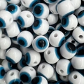 Flachliegende Harz-Augenperlen mit blauen Streifenmustern für DIY-Schmuckherstellung - 8mm / Weiß