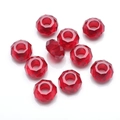Set mit zehn roten facettierten Kristallglasperlen mit Mittelloch für DIY-Schmuck - 8*14MM Silberrohr / Dunkelrot