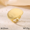 Minimalist large oval gold-plated stainless steel ring with 25mm width and brushed finish - Brushed Oval Style (KR111123-KJX)