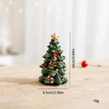 Mini resin Christmas tree with gold star and colorful ornaments on wood surface - Christmas Tree - Small
