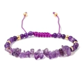 Handmade woven purple natural stone bead bracelet with adjustable cord and gold accents - Amethyst (FA0223)