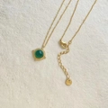 Collana vintage con pendente in agata verde in acciaio inossidabile dorato da donna - Pendente in Agata Dorata (CDK654)