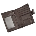 Detail of dark brown leather wallet showing card slots, ID window and coin pocket - 6001 Style / Coffee Litchi Grain