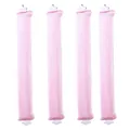 Pink heatless hair curler set with soft velvet fabric and elastic hooks for long hair - 4 Piece Set / Pink