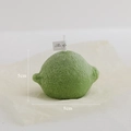 Handmade green lemon scented candle with realistic fruit texture and 8x5cm dimensions - Horizontal Lemon Green