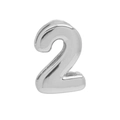 Polished silver metal bead charm shaped as number 2 for DIY jewelry necklaces - Number 2 Pendant / White Gold
