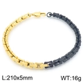 Bracciale a catena bamboo 5mm bicolore nero e oro in acciaio inossidabile lucido - Bracciale a Catena Box Bicolore Nero Oro (KB202424-KFC)