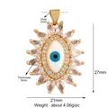 Golden evil eye pendant with teardrop zircons and blue eye center 21x27mm size - L559404-Gold Large Standing Eye