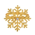 Servilletero de copo de nieve dorado con cristal central para decoración navideña - Diamante de Imitación Mediano / Dorado