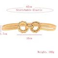 Elegante cintura elastica a molla in metallo dorato con fibbia a doppio anello per donna - Stile Fibbia a Torsione (HYY19472) / Oro