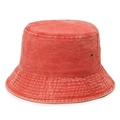 Sombrero de pescador clásico en denim lavado rojo ladrillo con ojales metálicos y costuras - Ajustable / Naranja