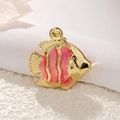 Koi-Fisch-Anhänger in Gold und Rosa aus 14k vergoldetem Messing für DIY-Schmuck - Rosa Gestreifter Fisch Stil (A0170)
